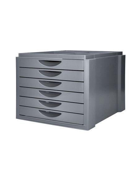 Fichero Cajones De Sobremesa Q-Connect Bandeja Organizadora Superior 6 Cajones Color Gris Opaco