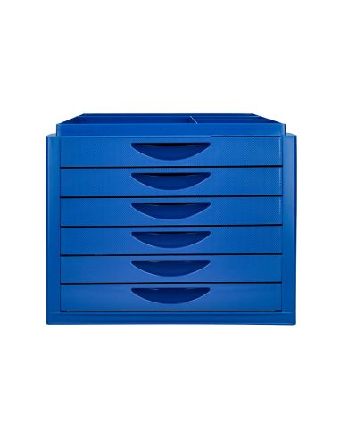 Fichero Cajones De Sobremesa Q-Connect Bandeja Organizadora Superior 6 Cajones Color Azul Opaco