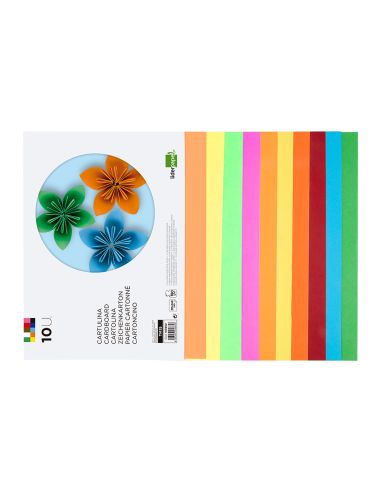 Bloc Trabajos Manuales Liderpapel Cartulina 240X315Mm 10 Hojas 5 Colores Neon + 5 Colores Intensos