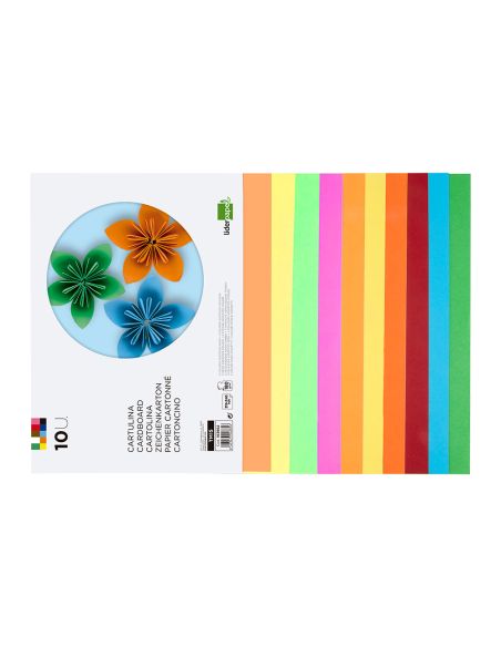 Bloc Trabajos Manuales Liderpapel Cartulina 240X315Mm 10 Hojas 5 Colores Neon + 5 Colores Intensos