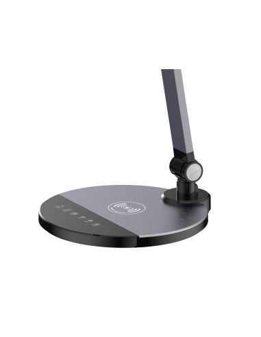 Lampara De Escritorio Q-Connect Led 9W 600 Lm Tactil 3 Niveles Color Cabeza Brazo Orientable Inalambrica Negro