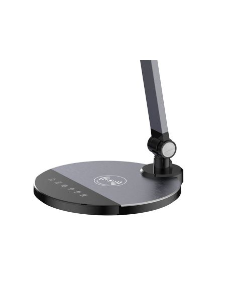 Lampara De Escritorio Q-Connect Led 9W 600 Lm Tactil 3 Niveles Color Cabeza Brazo Orientable Inalambrica Negro