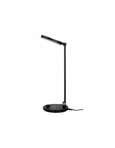 Lampara De Escritorio Q-Connect Led 7W 500 Lm Brillo Regulable 3 Niveles Color Cabeza Brazo Orientable Negro