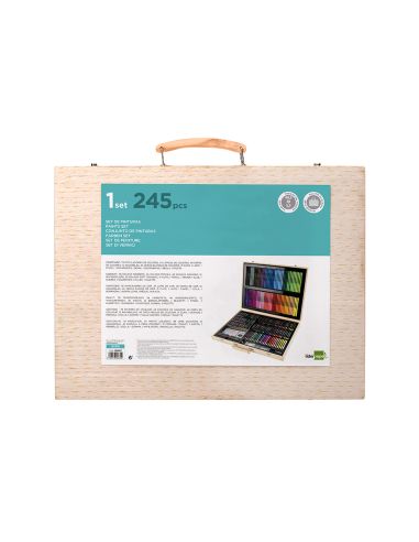 Estuche De Pintura Liderpapel Madera 245 Piezas Maletin 49X36,6X4,5 Cm