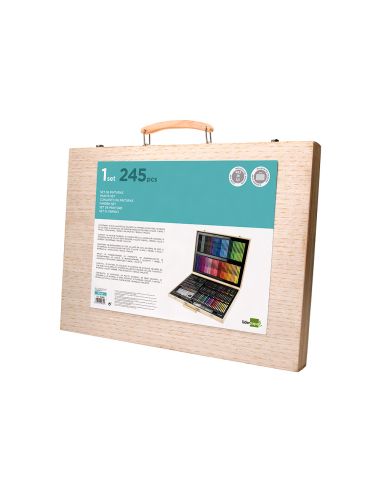 Estuche De Pintura Liderpapel Madera 245 Piezas Maletin 49X36,6X4,5 Cm