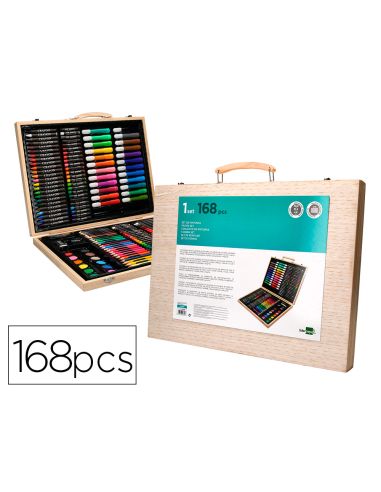 Estuche De Pintura Liderpapel Madera 168 Piezas Maletin 39,3X30X4,8 Cm