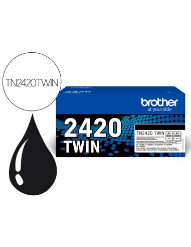 Toner Brother Tn2420Twin Para Dcp-L2510/ 2530 / 2550 / Hl-L2375 Negro 3000 Paginas Pack 2 Unidades