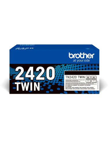 Toner Brother Tn2420Twin Para Dcp-L2510/ 2530 / 2550 / Hl-L2375 Negro 3000 Paginas Pack 2 Unidades