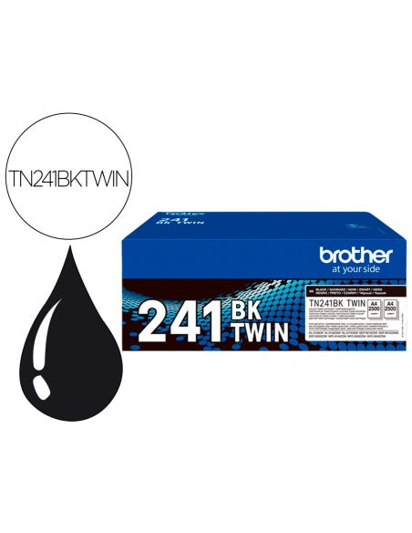 Toner Brother Tn241Bktwin Hl3140 / 3170 / 3150 / Dcp9020 / Mfc9140 / 9330 / 9340 Negro 2500 Paginas Pack