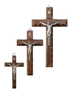 Cruz Madera Cuerpo Metal Plateado 25Cm