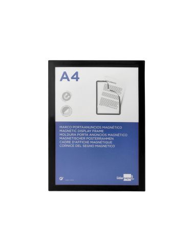 Marco Porta Anuncios Liderpapel Magnetico Din A4 Dorso Adhesivo Removible Color Negro