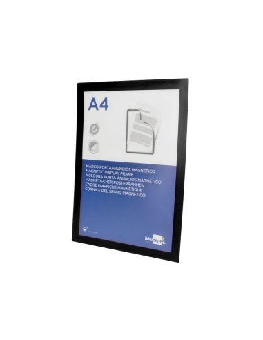 Marco Porta Anuncios Liderpapel Magnetico Din A4 Dorso Adhesivo Removible Color Negro