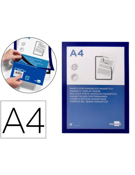 Marco Porta Anuncios Liderpapel Magnetico Din A4 Dorso Adhesivo Removible Color Azul