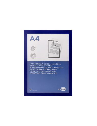 Marco Porta Anuncios Liderpapel Magnetico Din A4 Dorso Adhesivo Removible Color Azul