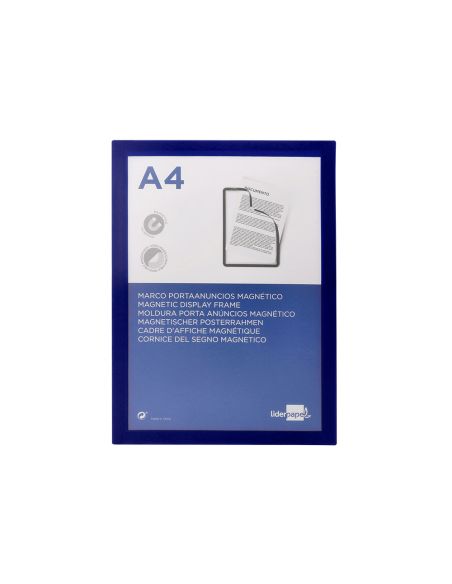 Marco Porta Anuncios Liderpapel Magnetico Din A4 Dorso Adhesivo Removible Color Azul