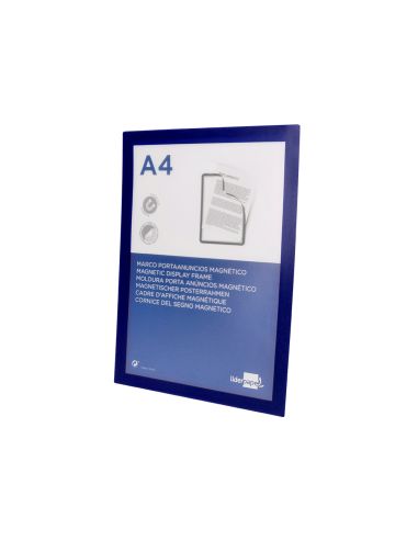 Marco Porta Anuncios Liderpapel Magnetico Din A4 Dorso Adhesivo Removible Color Azul