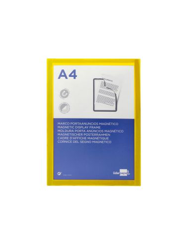 Marco Porta Anuncios Liderpapel Magnetico Din A4 Dorso Adhesivo Removible Color Amarillo
