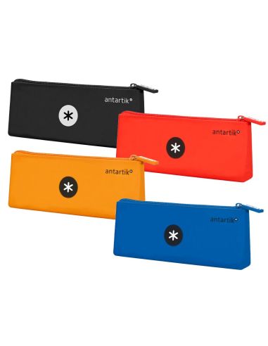 Estuche Portatodo Antartik Silicona Triangular Colores Surtidos Intensos Azul Mostaza Negro Y Rojo|Libreriasalesiana
