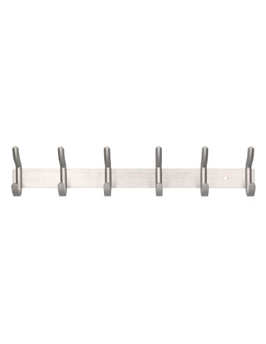 Perchero Liderpapel Pared Metalico 6 Colgadores Color Plata Mate 430X88X55 Mm