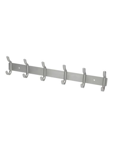 Perchero Liderpapel Pared Metalico 6 Colgadores Color Plata Mate 430X88X55 Mm