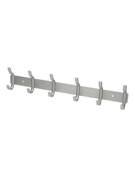 Perchero Liderpapel Pared Metalico 6 Colgadores Color Plata Mate 430X88X55 Mm