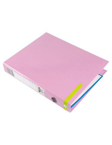 Carpeta De 2 Anillas 25 Mm Mixtas Liderpapel A4 Forrado Color System Con Ollao Y Tarjetero Rosa