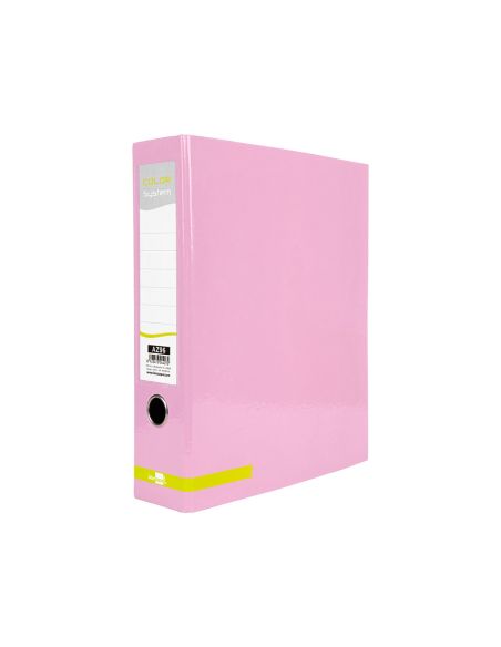 Archivador De Palanca Liderpapel A4 Color System Forrado Sin Rado Lomo 80 Mm Rosa Compresor Metalico