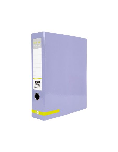 Archivador De Palanca Liderpapel A4 Color System Forrado Sin Rado Lomo 80 Mm Lavanda Compresor Metalico