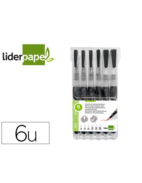 Pincel Liderpapel Recargable Para Productos Acuarelables Set De 6 Unidades Grosor Puntas Surtidas