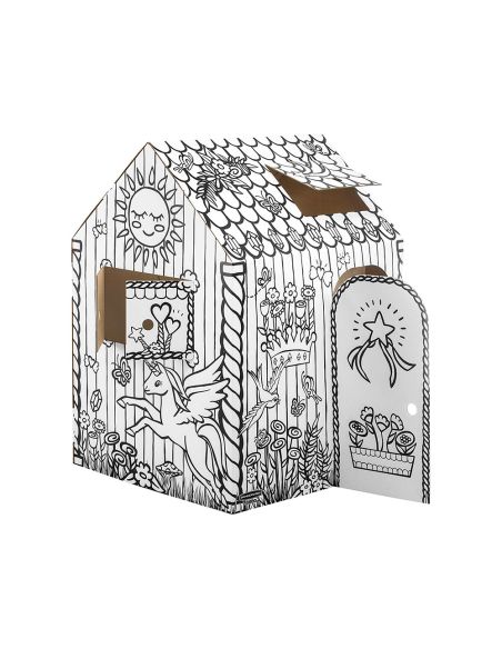 Casa De Juego Bankers Box Playhouse Unicornio Para Pintar Fabricada En Carton Reciclado 1210X960X810 Mm