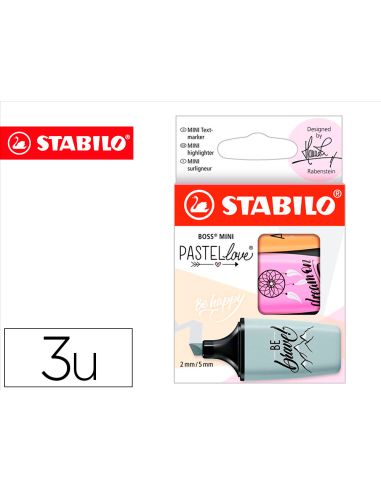 Rotulador Stabilo Boss Mini Pastel Love Estuche De 3 Unidades Fucsia Helado/Naranja Palido/Gris