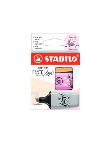 Rotulador Stabilo Boss Mini Pastel Love Estuche De 3 Unidades Fucsia Helado/Naranja Palido/Gris