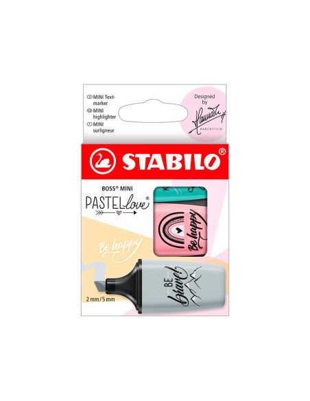 Rotulador Stabilo Boss Mini Pastel Love Estuche De 3 Unidades Pizca De Menta/Rubor Rosa/Toque De Turquesa