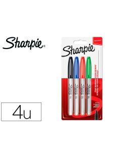 Rotulador Sharpie Permanente Fino Blister 4 Unidades Colores Estandar Surtidos