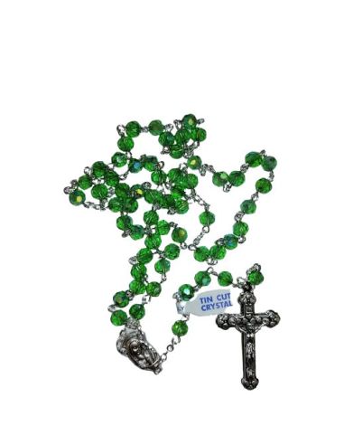 Rosario Cristal Bola Multicaras Verde
