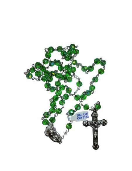 Rosario Cristal Bola Multicaras Verde