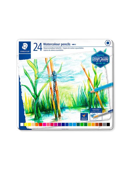 Lapices De Colores Staedtler Acuarelables Caja Metal De 24 Unidades Colores Surtidos