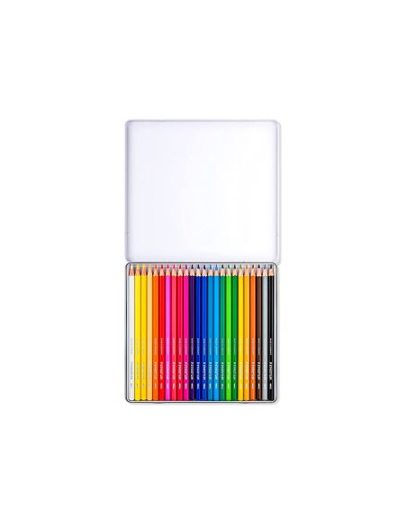 Lapices De Colores Staedtler Acuarelables Caja Metal De 24 Unidades Colores Surtidos