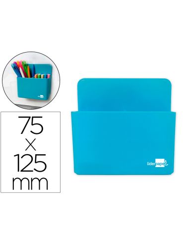 Cubilete Portalapices Liderpapel Azul Claro Opaco Plastico Magnetico 125X75X40 Mm