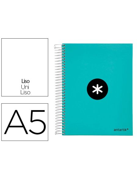 Cuaderno Espiral A5 Micro Antartik Tapa Forrada120H 90 Gr Liso 5 Bandas 6 Taladros Color Menta|Libreriasalesiana