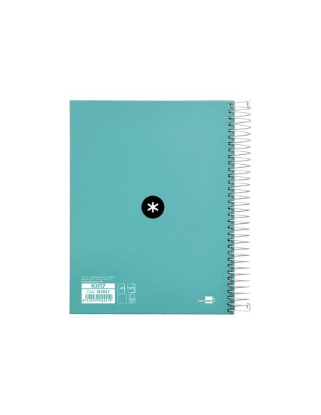 Cuaderno Espiral A5 Micro Antartik Tapa Forrada120H 90 Gr Liso 5 Bandas 6 Taladros Color Menta|Libreriasalesiana