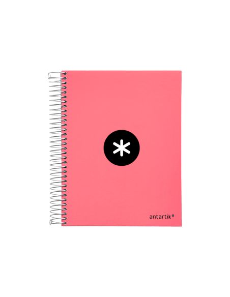 Cuaderno Espiral A5 Micro Antartik Tapa Forrada120H 100 Gr Horizontal 5 Banda6 Taladros Color Coral