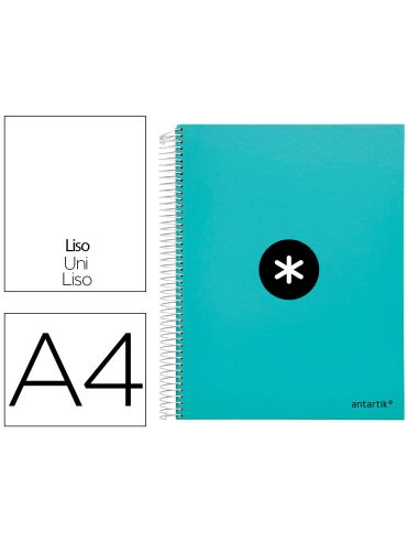 Cuaderno Espiral A4 Micro Antartik Tapa Forrada 120H 90 Gr Liso 5 Bandas 4 Taladros Color Menta