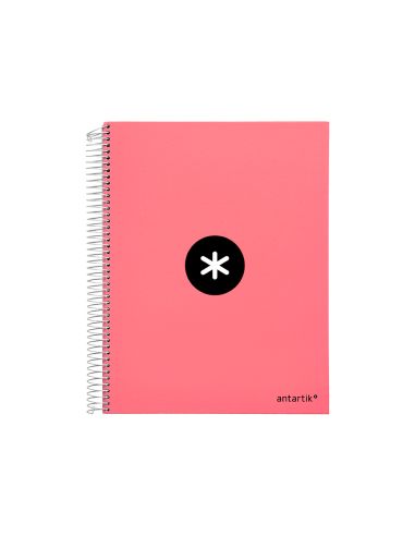 Cuaderno Espiral A4 Micro Antartik Tapa Forrada 120H 90 Gr Liso 5 Bandas 4 Taladros Color Coral