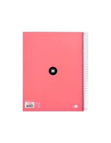 Cuaderno Espiral A4 Micro Antartik Tapa Forrada 120H 90 Gr Liso 5 Bandas 4 Taladros Color Coral