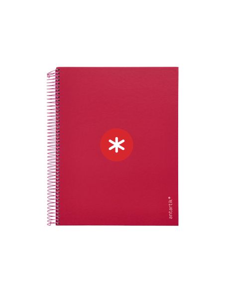 Cuaderno Espiral A4 Micro Antartik Tapa Forrada 120H 90 Gr Horizontal 5 Bandas 4 Taladros Color Frambuesa