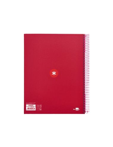Cuaderno Espiral A4 Micro Antartik Tapa Forrada 120H 90 Gr Horizontal 5 Bandas 4 Taladros Color Frambuesa