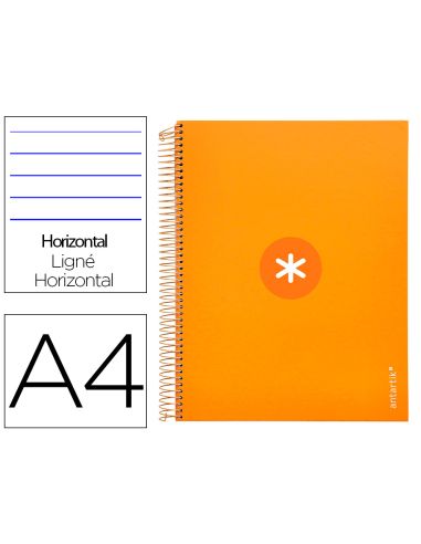 Cuaderno Espiral A4 Micro Antartik Tapa Forrada 120H 90 Gr Horizontal 5 Bandas 4 Taladros Color Mostaza