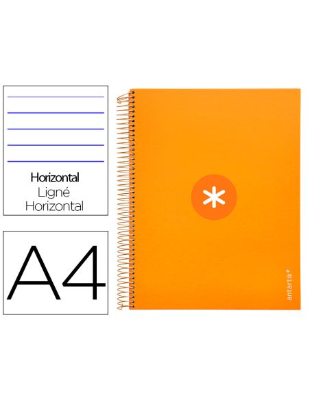 Cuaderno Espiral A4 Micro Antartik Tapa Forrada 120H 90 Gr Horizontal 5 Bandas 4 Taladros Color Mostaza