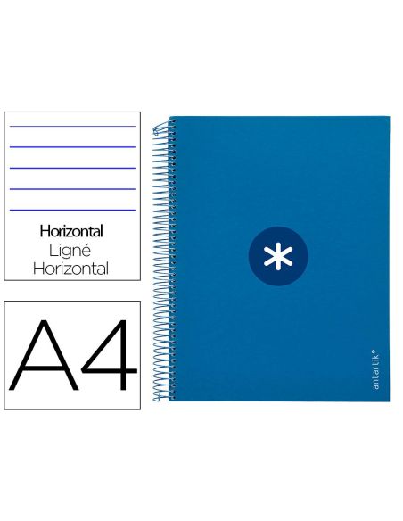 Cuaderno Espiral A4 Micro Antartik Tapa Forrada 120H 90 Gr Horizontal 5 Bandas 4 Taladros Color Azul Oscuro|Libreriasalesiana